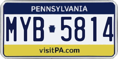PA license plate MYB5814