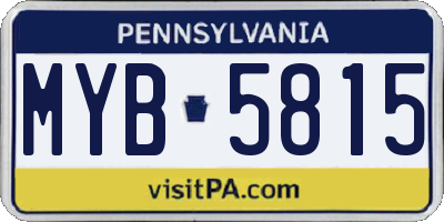 PA license plate MYB5815