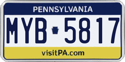 PA license plate MYB5817