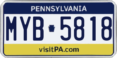 PA license plate MYB5818