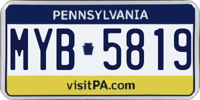 PA license plate MYB5819