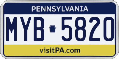 PA license plate MYB5820