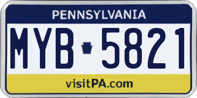 PA license plate MYB5821