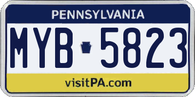 PA license plate MYB5823