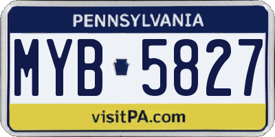 PA license plate MYB5827