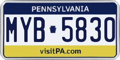 PA license plate MYB5830