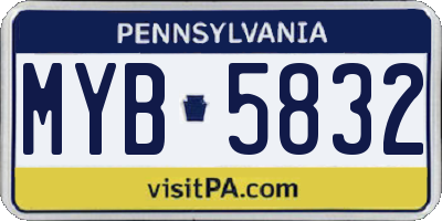 PA license plate MYB5832