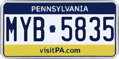 PA license plate MYB5835