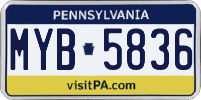 PA license plate MYB5836