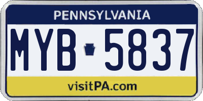 PA license plate MYB5837