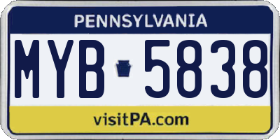 PA license plate MYB5838