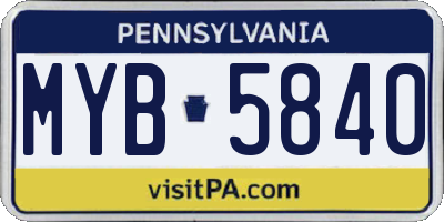 PA license plate MYB5840
