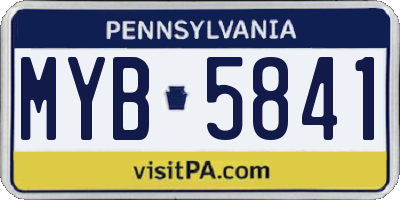 PA license plate MYB5841