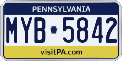 PA license plate MYB5842