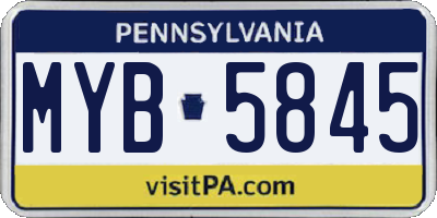 PA license plate MYB5845