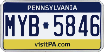 PA license plate MYB5846