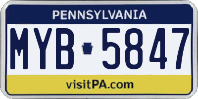 PA license plate MYB5847