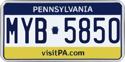 PA license plate MYB5850
