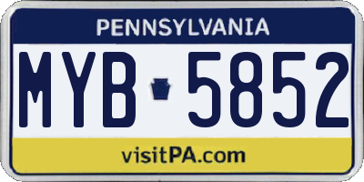 PA license plate MYB5852