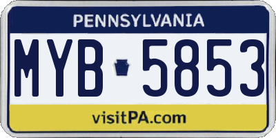 PA license plate MYB5853