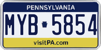 PA license plate MYB5854