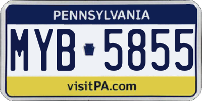 PA license plate MYB5855