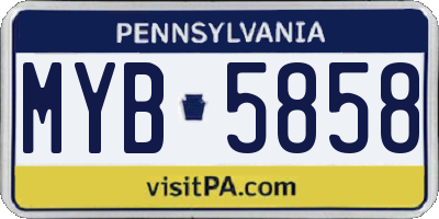 PA license plate MYB5858