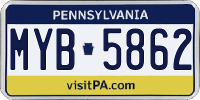 PA license plate MYB5862