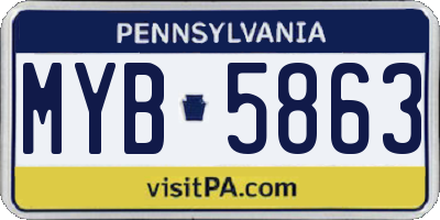 PA license plate MYB5863