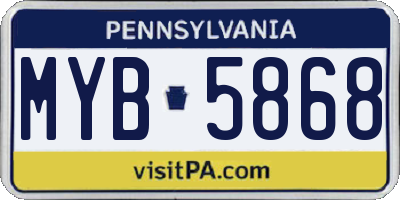 PA license plate MYB5868