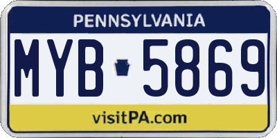 PA license plate MYB5869