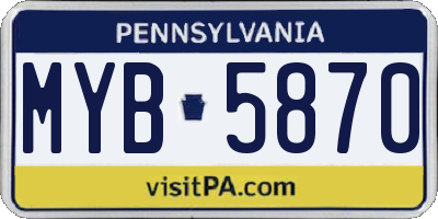 PA license plate MYB5870