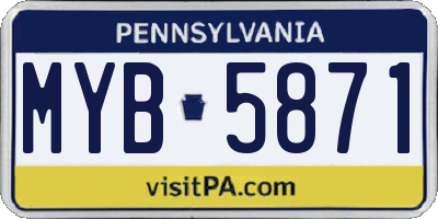 PA license plate MYB5871