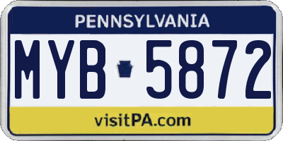 PA license plate MYB5872