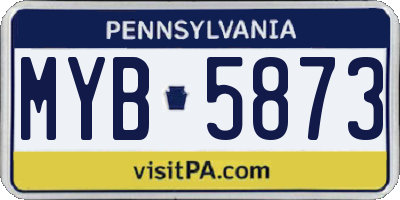 PA license plate MYB5873
