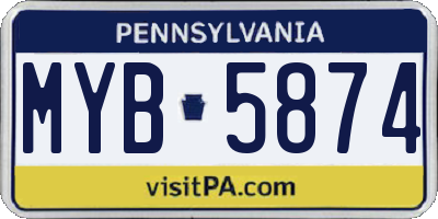 PA license plate MYB5874
