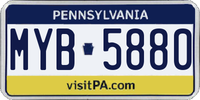 PA license plate MYB5880