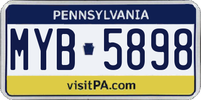 PA license plate MYB5898