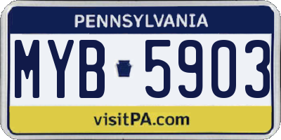 PA license plate MYB5903