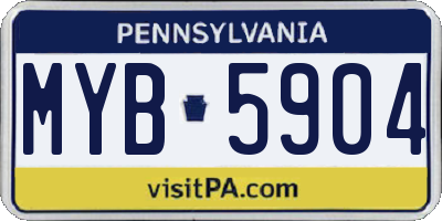 PA license plate MYB5904