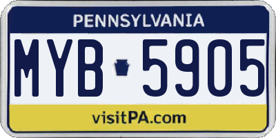 PA license plate MYB5905