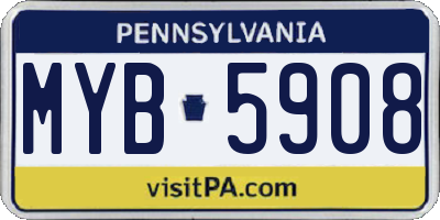 PA license plate MYB5908