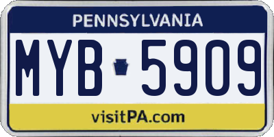 PA license plate MYB5909