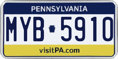 PA license plate MYB5910