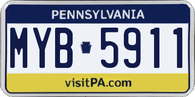 PA license plate MYB5911