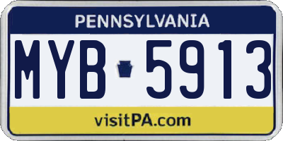 PA license plate MYB5913