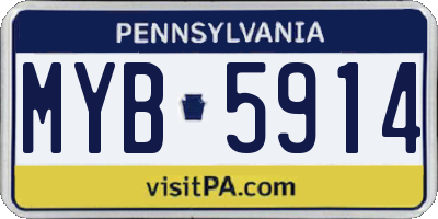PA license plate MYB5914