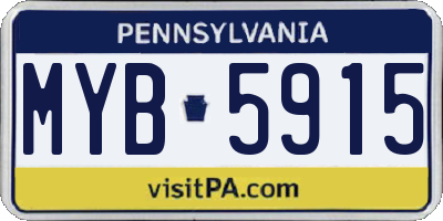 PA license plate MYB5915