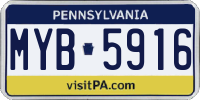 PA license plate MYB5916