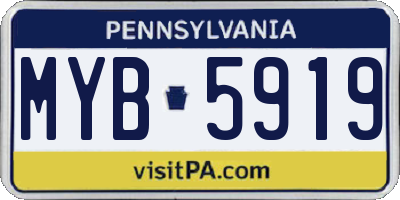 PA license plate MYB5919